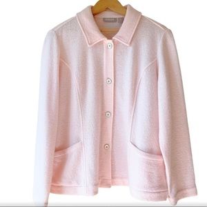 Chico’s 100% Boiled Wool Fall Jacket in Shell Pink Size XL